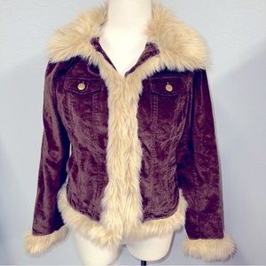 Women’s BB Dakota brown jacket coat faux fur sz M